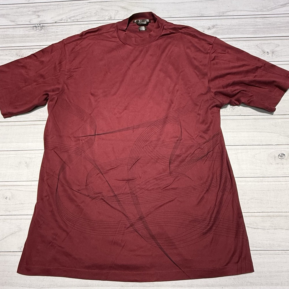 VTG Nike Tiger Woods Shirt Men XL Red Mock Neck Sunday Golf Short Sleeve 90s Y2K